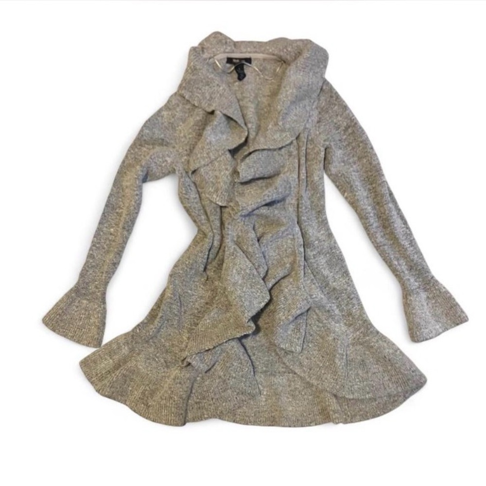 Style &‎ Co. Gray Ruffle Cardigan